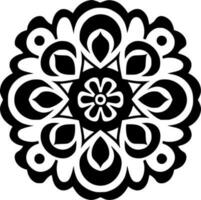 mandala - negro y blanco aislado icono - vector ilustración