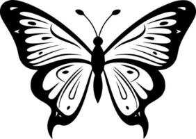 mariposa - negro y blanco aislado icono - vector ilustración