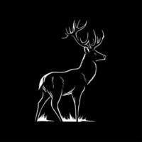 Deer, Black and White Vector illustration