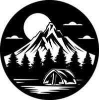 Camping, Black and White Vector illustration