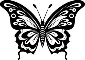 mariposa - negro y blanco aislado icono - vector ilustración