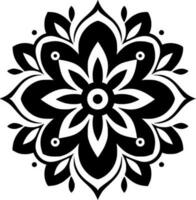 mandala - negro y blanco aislado icono - vector ilustración