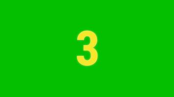 countdown 5 to 0 number animation, isolated at green screen video