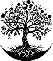 árbol de vida, negro y blanco vector ilustración