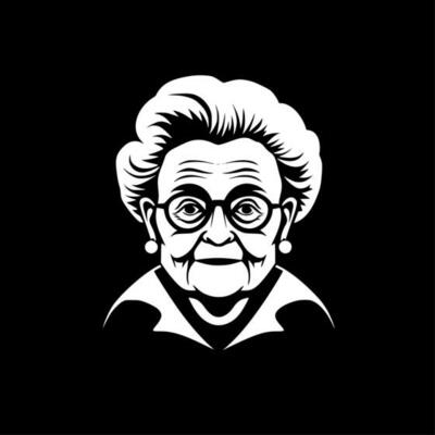 Grandma, Black and White Vector illustration