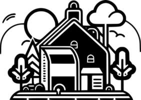 Farm - Black and White Isolated Icon - Vector illustration