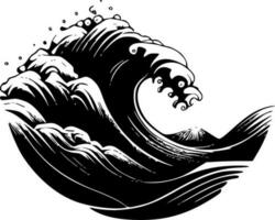 olas - negro y blanco aislado icono - vector ilustración