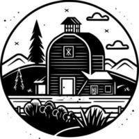 Farm, Black and White Vector illustration