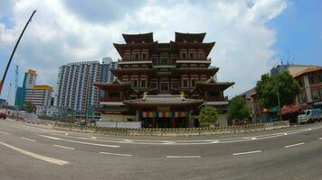 TimeLapse Of The Buddha Tooth Relic Temple In Chinatown, Singapore. video