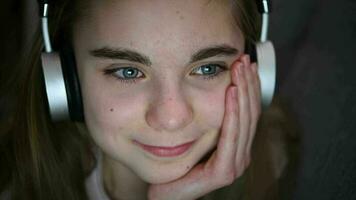 Smiling Happy Caucasian Girl with Headphones video