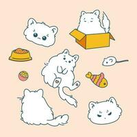 Draw vector illustration character design collection stickers funny cats