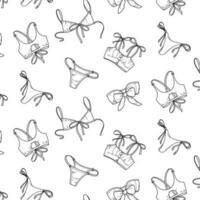 Seamless pattern of underwear on a white background. Panties, bikinis and bras. vector