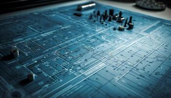 Plano de moderno tecnología plan para industria Ingenieria y construcción generado por ai foto