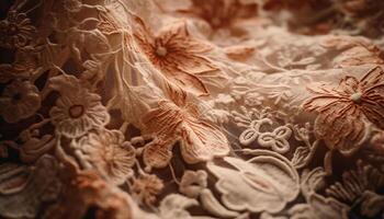 Floral pattern on silk material exudes elegance and creativity generated by AI photo