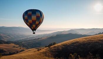 volador alto en un caliente aire globo, explorador naturaleza belleza generado por ai foto