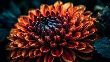 Vibrant petals of multi colored chrysanthemum in close up beauty generated by AI photo
