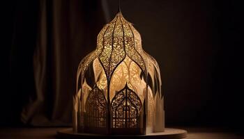 Ramadan decoration Ornate lanterns illuminate spirituality in Arabic style generated by AI photo