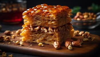 Crunchy nut baked pastry, a sweet indulgence photo