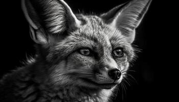 Fluffy bobcat staring with alertness, watching nature natural beauty generated by AI photo