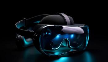 Futuristic headset with protective eyewear for virtual reality simulation generated by AI photo
