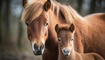 Cute foal grazing in green meadow photo