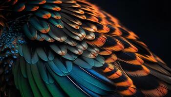 Vibrant macaw feathers showcase nature abstract beauty photo