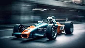 Blurred motion, shiny sports car, championship success photo