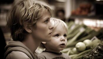 Family of four enjoying fresh fruits outdoors photo