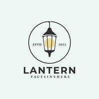 lantern vintage logo icon design, street lamp logo illustration design vector