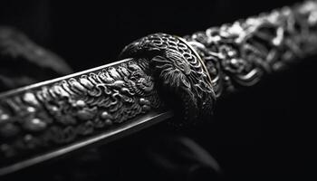 antiguo espada, negro y blanco elegancia brilla generativo ai foto