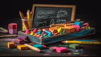 Colorful childhood learning with vibrant art equipment photo