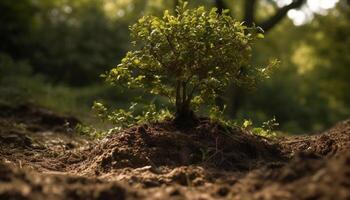 Green leaves grow on tree in forest photo