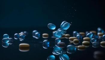 Blue pill, medicine for pain and illness photo