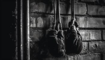 muscular atleta trenes con antiguo boxeo equipo generativo ai foto