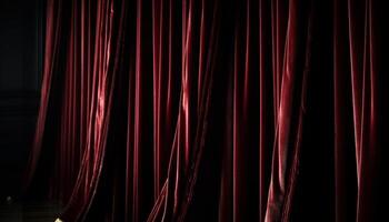 Velvet curtain glows in spotlight, elegant backdrop photo