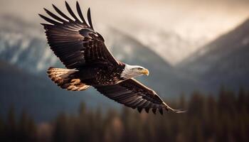 majestuoso pájaro de presa altísimo en medio aire generado por ai foto