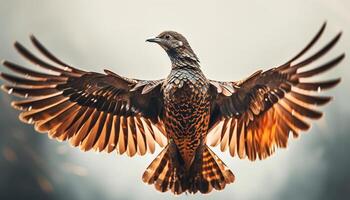 majestuoso halcón se extiende alas en tranquilo escena generado por ai foto