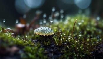 Slimy fly agaric mushroom spotted in forest generated by AI photo