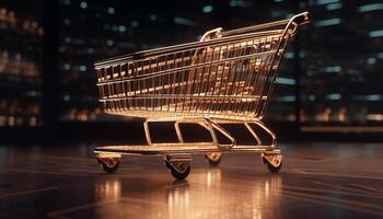 Empty shopping cart reflects modern retail business generated by AI photo