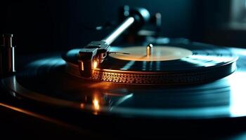 Spinning turntable grooves soundtrack for clubbing party generated by AI photo
