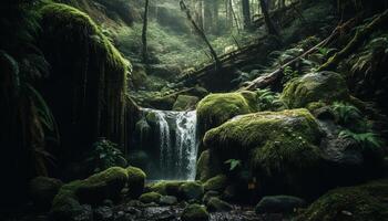 Tranquil scene of flowing water in nature generated by AI photo