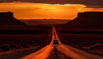 Sunset over Monument Valley, a breathtaking adventure generated by AI photo