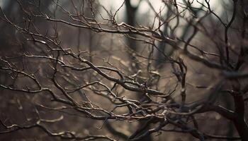 invierno rama con escarcha en un hoja generado por ai foto