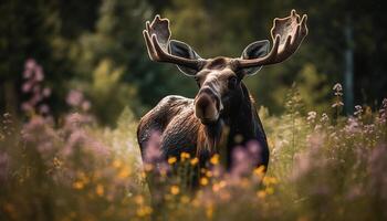 alce pasto en prado, belleza en naturaleza generado por ai foto