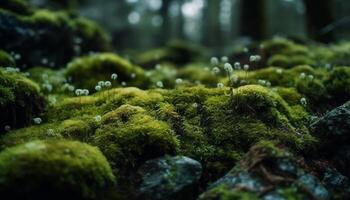 Tranquil scene of living organisms in autumn forest generated by AI photo