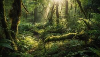 tranquilo escena de tropical selva misterio y belleza generado por ai foto