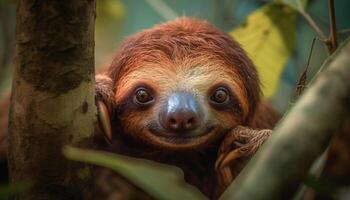 Close up of young lemur looking at camera generated by AI photo