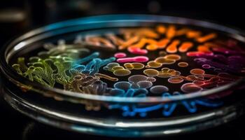 Multi colored bacterium pattern on metal equipment generated by AI photo