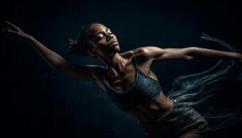 Young woman dancer exudes strength and sensuality generated by AI photo