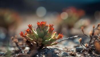 Vibrant colors of nature in close up macro generated by AI photo